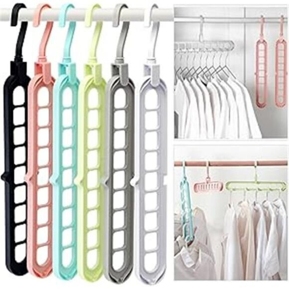 Magic Space Saving Hangers Set of 6 Closet Organizer with 9 Hole Hooks - Picture 7 of 7